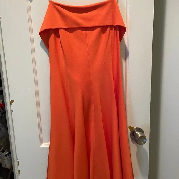 halston heritage orange dress Halston heritage off shoulder orange skater dress US 8